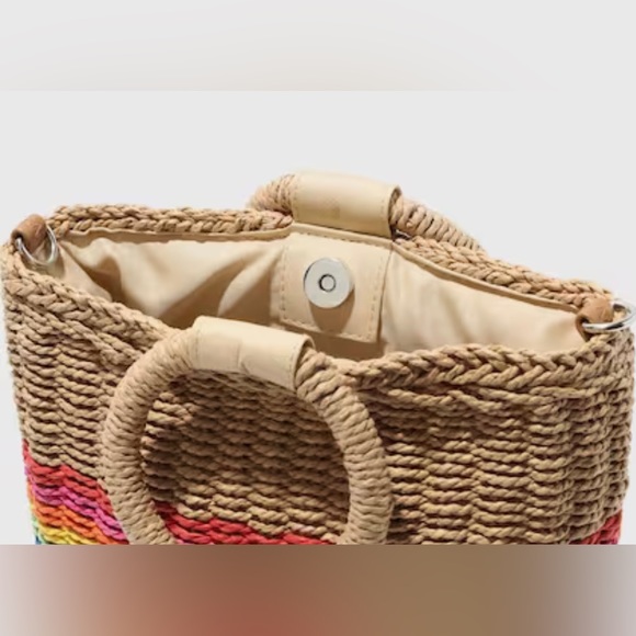 Crown Vintage Striped/rainbow/PRIDE Straw Bag - Picture 4 of 6